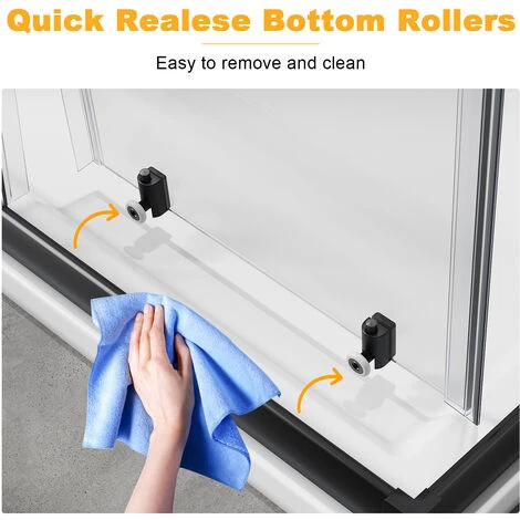 ELEGANT Black Frame 900 X 800 Mm Corner Entry Shower Enclosure With Sliding Shower Door For Bathroom Wet Room 7 ELEGANT Black Frame 900 X 800 Mm Corner Entry Shower Enclosure With Sliding Shower Door For Bathroom Wet Room - Image 5