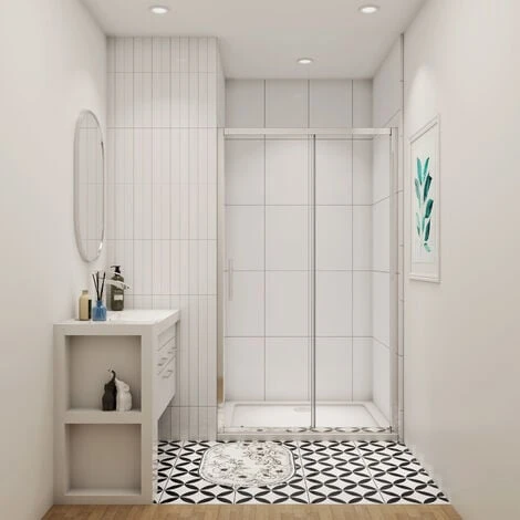 SKY Sliding Shower Door Modern Bathroom 6mm Safety Glass Shower Enclosure Cubicle 1100mm 3 SKY Sliding Shower Door Modern Bathroom 6mm Safety Glass Shower Enclosure Cubicle 1100mm