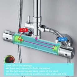 Sky Thermostatic Mixer Shower Set COOL TOUCH Thermostatic Valve Square Silver -Bathroom Supplies Store 76385524 4