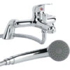 Single Lever Bath Shower Mixer Tap With Hand Held Shower & Wall Bracket - Chrome