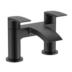 Black Matt Waterfall Bath Filler Tap Lever Round Deck Mounted Modern -Bathroom Supplies Store 76756384 2