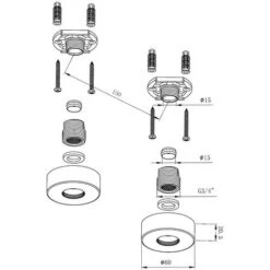 Round Bar Valve Easy Plumb Fixing Kit For Exposed Thermostatic Shower Valve Tap -Bathroom Supplies Store 76756463 3