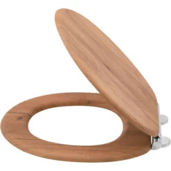 Driftwood Effect Wooden Toilet Seat Heavy Duty Bar Duty Wood Effect Finish -Bathroom Supplies Store 76756487 2