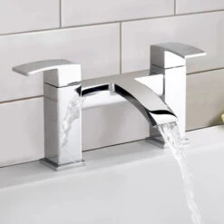 Lucia Square Waterfall Bath Filler Mixer Tap Chrome -Bathroom Supplies Store 76756493 2