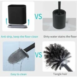 Silicone Toilet Brush And Holder, Long Handle Detachable Toilet Brush, Floor/Wall Mountable With Water Filter Base, For Corners And Small Gaps Between Toilet And Wall -Bathroom Supplies Store 78026407 4