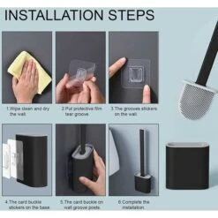 Silicone Toilet Brush And Holder, Long Handle Detachable Toilet Brush, Floor/Wall Mountable With Water Filter Base, For Corners And Small Gaps Between Toilet And Wall -Bathroom Supplies Store 78026407 5