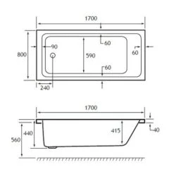Portland Single Ended Bath 1700 X 800 5mm - 42.0014 -Bathroom Supplies Store 82181581 3