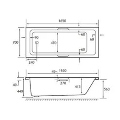 Portland Single Ended Bath Twin Grip 1650x700 5mm 6 Portland Single Ended Bath Twin Grip 1650x700 5mm -Bathroom Supplies Store 82181650 2