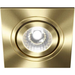 Colore Square Satin Brass IP65 35W Tiltable Bathroom Downlight