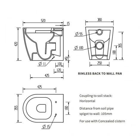 Signature Nazca Back To Wall Rimless Toilet 520mm Projection - Soft Close Seat 4 Signature Nazca Back To Wall Rimless Toilet 520mm Projection - Soft Close Seat - Image 2