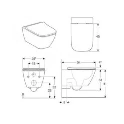 Geberit Toilet Set Duofix Support Frame + Geberit Smyle Rimfree Toilet + Softclose Seat + White Flush Plate (SmyleGeb1) -Bathroom Supplies Store 83566570 5