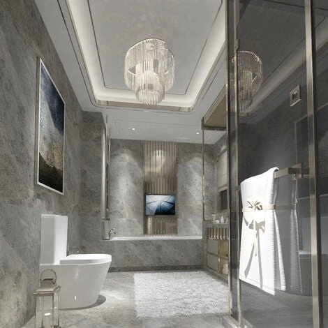 AICA Bathroom Rimless Close Coupled Toilet Soft Close Seat WC White Ceramic P-T 4 AICA Bathroom Rimless Close Coupled Toilet Soft Close Seat WC White Ceramic P-T - Image 2