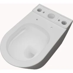 AICA Bathroom Rimless Close Coupled Toilet Soft Close Seat WC White Ceramic P-T 9 AICA Bathroom Rimless Close Coupled Toilet Soft Close Seat WC White Ceramic P-T -Bathroom Supplies Store 85783323 3
