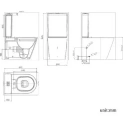 AICA Bathroom Rimless Close Coupled Toilet Soft Close Seat WC White Ceramic P-T 10 AICA Bathroom Rimless Close Coupled Toilet Soft Close Seat WC White Ceramic P-T -Bathroom Supplies Store 85783323 4