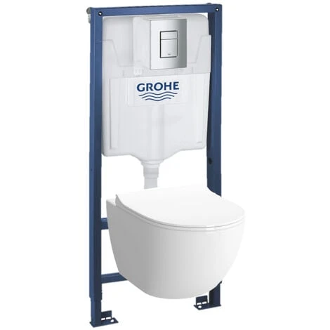 Grohe Toilet Set GROHE + VITRA SENTO RimEx Bowl With Softclose Seat + Grohe Chrome Flush Plate (GROHE-SENTOrimless) 4 Grohe Toilet Set GROHE + VITRA SENTO RimEx Bowl With Softclose Seat + Grohe Chrome Flush Plate (GROHE-SENTOrimless) - Image 2