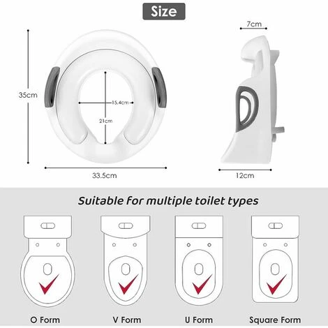 Kids Toilet Reducer Baby Toilet Seat Kids Toilet Seat Non Slip Toilet Reducer Round/Oval Toilet With Handle/Pad/Backrest Easy Clean White 5 Kids Toilet Reducer Baby Toilet Seat Kids Toilet Seat Non Slip Toilet Reducer Round/Oval Toilet With Handle/Pad/Backrest Easy Clean White - Image 3