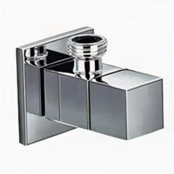 Quarter Turn ½ Inch Angle Shut Off Valve Douche Tap Outlet With Flange Chrome Plated Brass Bidet Spray Accessory - Square Design
