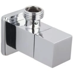 Quarter Turn ½ Inch Angle Shut Off Valve Douche Tap Outlet With Flange Chrome Plated Brass Bidet Spray Accessory - Square Design -Bathroom Supplies Store 86503512 3