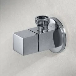 Quarter Turn ½ Inch Angle Shut Off Valve Douche Tap Outlet With Flange Chrome Plated Brass Bidet Spray Accessory - Square Design -Bathroom Supplies Store 86503512 4