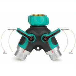 RHAFAYRE Garden Hose Splitter, 3/4 Zinc Alloy Distributor With 2 Valve Outlets, Adjustable And Lockable Water Flow With 2 Connectors And 3 Washers -Bathroom Supplies Store 86533217 3