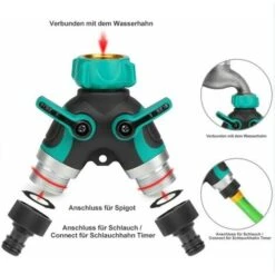 RHAFAYRE Garden Hose Splitter, 3/4 Zinc Alloy Distributor With 2 Valve Outlets, Adjustable And Lockable Water Flow With 2 Connectors And 3 Washers -Bathroom Supplies Store 86533217 4