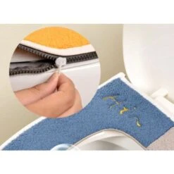 Toilet Mat Warm Winter Toilet Mat Protection Shaped Toilet Cover Yellow + Blue Toilet Cover -Bathroom Supplies Store 87597650 5