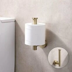 Toilet Paper Holder SUS304 Stainless Steel Brushed Gold Toilet Paper Holder, Modern Round Toilet Roll Holder, Wall Mount, 5 Inch Bathroom Toilet Roll Dispenser TP Holder For Kitchen Bathroom -Bathroom Supplies Store 88294939 3