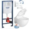 Grohe Toilet Set Rapid SL Support Frame + Rimless Toilet With Thermostatic Bidet Function + Chrome Plate (RapidSL-SATClean-1) -Bathroom Supplies Store 88890772 1