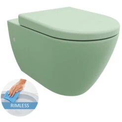 LIVEA Bello Wall Hung Toilet Bowl Without Rim + Soft-close Seat, Mint Green (GreenBello)