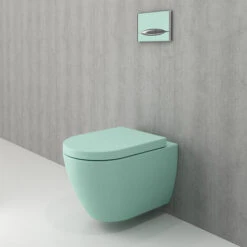 LIVEA Bello Wall Hung Toilet Bowl Without Rim + Soft-close Seat, Mint Green (GreenBello) -Bathroom Supplies Store 89051657 3