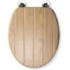 Croydex Flexi-Fix Geneva Top & Bottom Fix Toilet Seat, Oak Effect -Bathroom Supplies Store 8917712 1