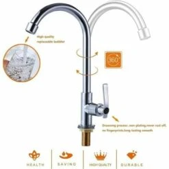 Cold Water Sink Faucet Single Handle One Hole High Arc Deck Mount Stainless Steel Bar Faucet For Kitchen Garden Outdoor RV Easy Installation Chrome -Bathroom Supplies Store 89808249 4