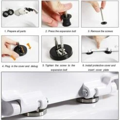 LITZEE Toilet Seat Hinged Toilet Seat Fixing Toilet Seat Fixing Accessory 1 Pair -Bathroom Supplies Store 90319800 4