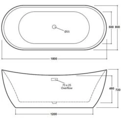 Freestanding Modern Double Ended Bath 1800mm - Rose By Voda Design -Bathroom Supplies Store 90625056 3