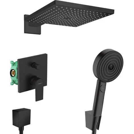 Hansgrohe Vernis Shape Pulsify All-in-one Concealed Shower Set With Overhead Shower 300 XXL + 3-jet Shower, Matt Black 3 Hansgrohe Vernis Shape Pulsify All-in-one Concealed Shower Set With Overhead Shower 300 XXL + 3-jet Shower, Matt Black