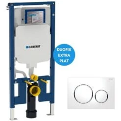 Geberit Duofix Set Extra-flat Support Frame 114 Cm UP720, Space-saving + Two-touch Flush Plate, White And Chrome (111.796.00.1-C)
