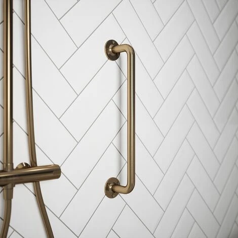 Rothley Grab Rail Antique Brass Bathroom Outdoor Support Handle Disability Aid 4 Rothley Grab Rail Antique Brass Bathroom Outdoor Support Handle Disability Aid - Image 2