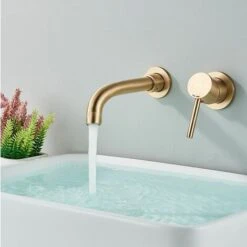 Concealed Basin Faucet Rea Lungo Long Brush Gold + Box -Bathroom Supplies Store 91440870 4
