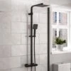 Modern Square Matte Black Exposed Thermostatic Mixer Shower Set With Shower Head And Handheld -Bathroom Supplies Store 91925365 1