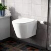 Wila White Rimless Wall Hung Toilet With Ultra Slim Soft Close Seat -Bathroom Supplies Store 91925445 1