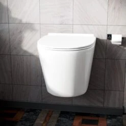 Wila White Rimless Wall Hung Toilet With Ultra Slim Soft Close Seat -Bathroom Supplies Store 91925445 3