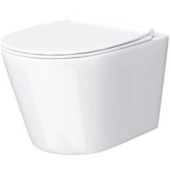 Wila White Rimless Wall Hung Toilet With Ultra Slim Soft Close Seat -Bathroom Supplies Store 91925445 5