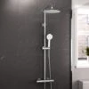 Modern Round Exposed Thermostatic Mixer Shower Set With Shower Head And Handheld 1 Modern Round Exposed Thermostatic Mixer Shower Set With Shower Head And Handheld -Bathroom Supplies Store 92061683 1