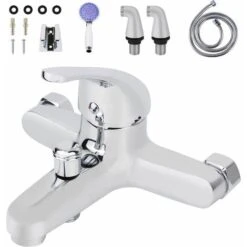 Bathroom Shower Mixer Tap Wall MountModern Bathroom Taps With Shower Head Chrome Single Lever Monobloc Solid Brass Bathroom Taps With Shower System And UK Standard Fitting -Bathroom Supplies Store 92381527 3