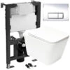 Wall Hung Rimless Square Toilet Pan & Seat With 0.82m - 1.0m Low Height Concealed Cistern WC Frame -Bathroom Supplies Store 92607908 1