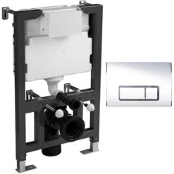 Wall Hung Rimless Square Toilet Pan & Seat With 0.82m - 1.0m Low Height Concealed Cistern WC Frame -Bathroom Supplies Store 92607908 3