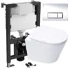Wall Hung Rimless Toilet Pan & Seat With 0.82m - 1.0m Low Height Concealed Cistern WC Frame -Bathroom Supplies Store 92607912 1