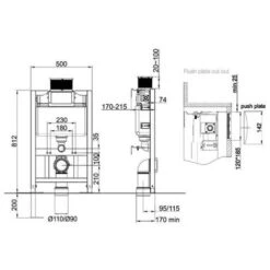 Wall Hung Rimless Toilet Pan & Seat With 0.82m - 1.0m Low Height Concealed Cistern WC Frame -Bathroom Supplies Store 92607912 5