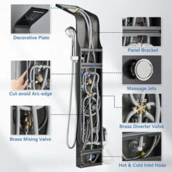 Panel Shower Column Multifunctional Shower System Massaging Nozzles Shower Panel Multifunctional Shower Tower Controlled By Separate Switching 11 Panel Shower Column Multifunctional Shower System Massaging Nozzles Shower Panel Multifunctional Shower Tower Controlled By Separate Switching -Bathroom Supplies Store 92849003 5