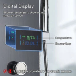 Black Hydro-Massage Shower Column Panel With LCD Display And Hand Shower And 8 Massaging Nozzles Stainless Steel Multi-Functional Shower System For Bathrooms -Bathroom Supplies Store 92849008 4